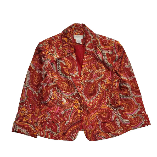 Worthington Red Mix Paisley Print Blazer Jacket UK Women's Medium K403