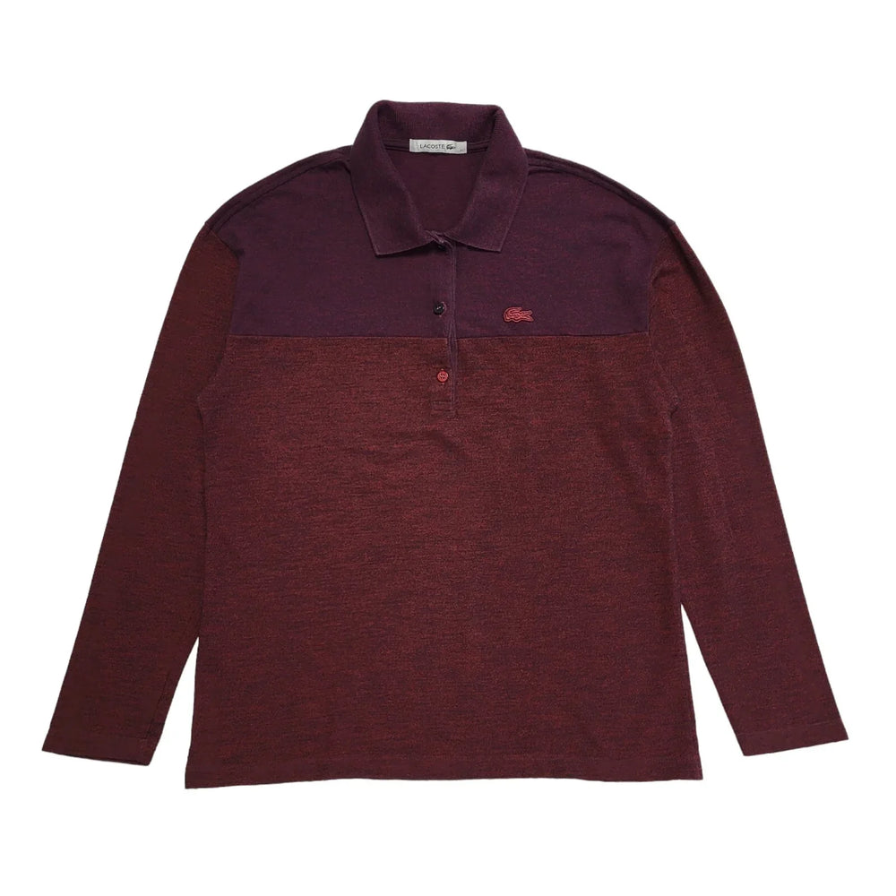 Lacoste Purple & Red Long Sleeve Polo TShirt op Womens UK Size L CC906