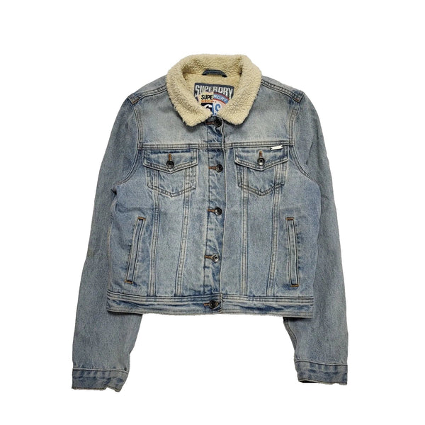Superdry Collared Denim Casual Jacket Women's Uk M 10 EU 38 H963