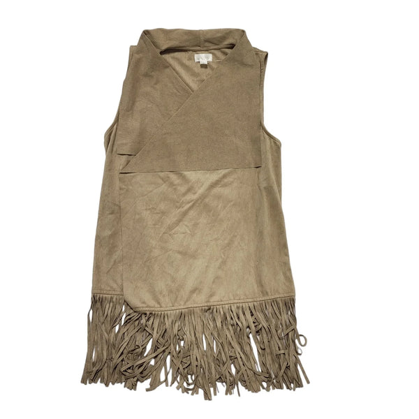 Decree Tan Sleeveless Faux Suede Gilet Uk Women's Size S Bnwt CC255