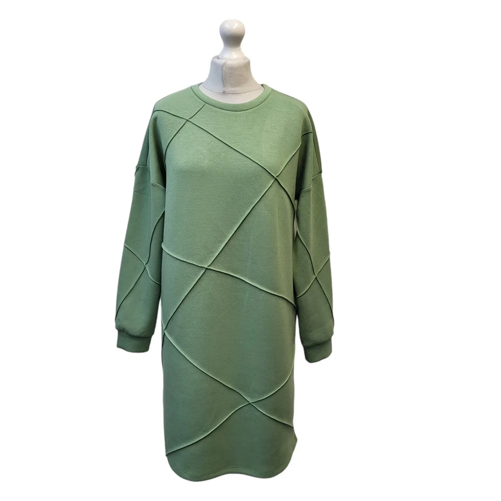 Vila Green Loden Frost Round Neck Dress Uk Women's Size M Bnwt EE401