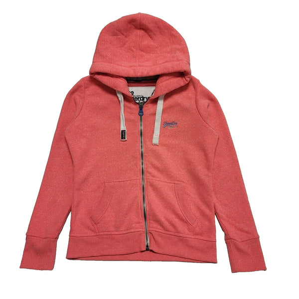 Superdry Sweatshirt Hoodie Pink Zipped Drawstring Women's UK 12 L K978