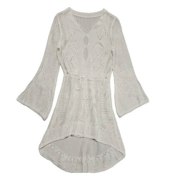 Vintage Y2k White Long Sleeve Daywear Dress Uk Women's Size 12