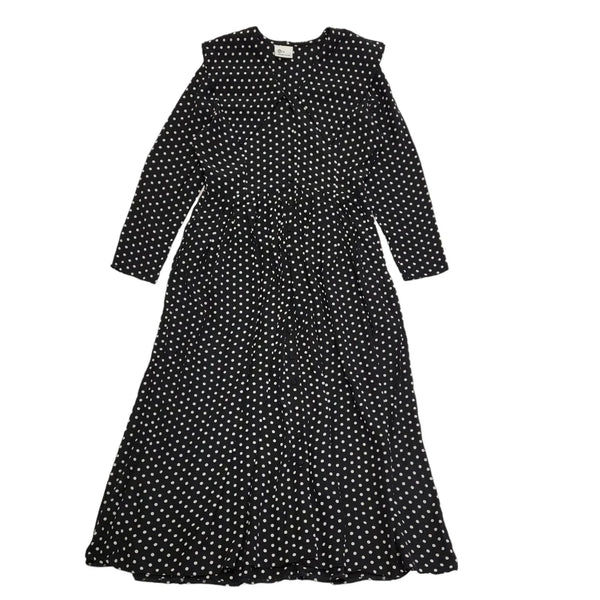 Style Vintage 90's Black & White Polka Dot Midi A-Line Dress Women's UK Size 10