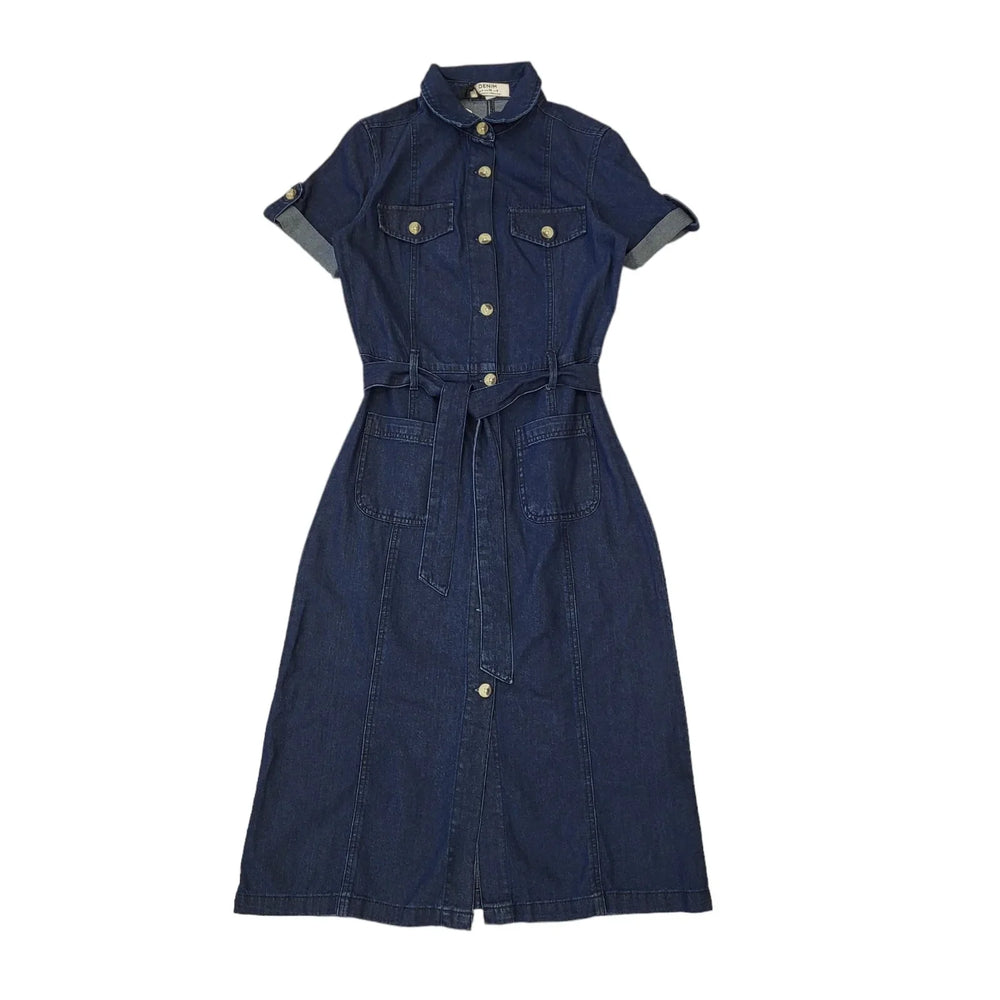 Dorothy Perkins Blue Short Sleeve Denim Shirt Dress Uk Women's 8 Bnwt EE112