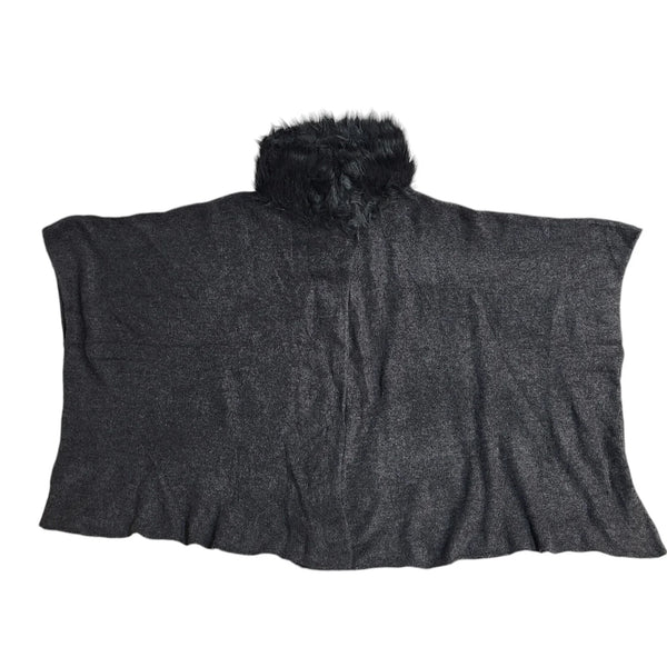 Marks and Spencer Grey Faux Fur Trim Poncho Women's BNWT UK One Size FF72
