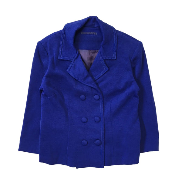 70s Vintage Blue Double Breasted Dress Jacket Women's Size 8