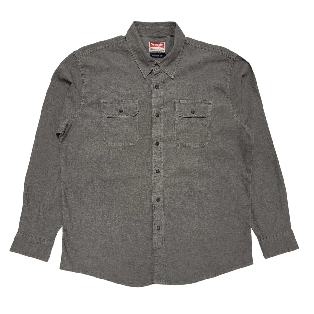 Wrangler 80's Vintage Grey Denim Long Sleeve Shirt Mens UK Size L