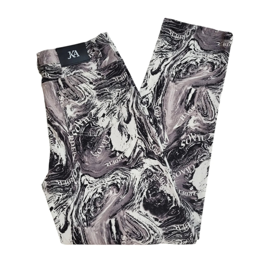 JK Attire Black White Abstract Denim Jeans Uk Women's 10 W28 L29 Bnwt EE257