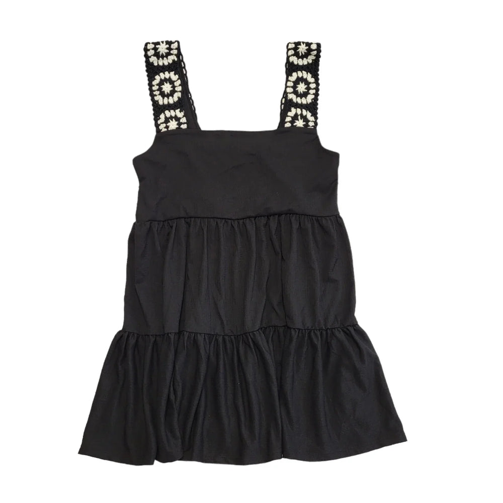 Topshop Black Tiered  Dress Uk Women's Size 12/14 Bnwt DD868