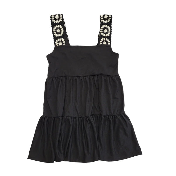 Topshop Black Tiered  Dress Uk Women's Size 12/14 Bnwt DD868