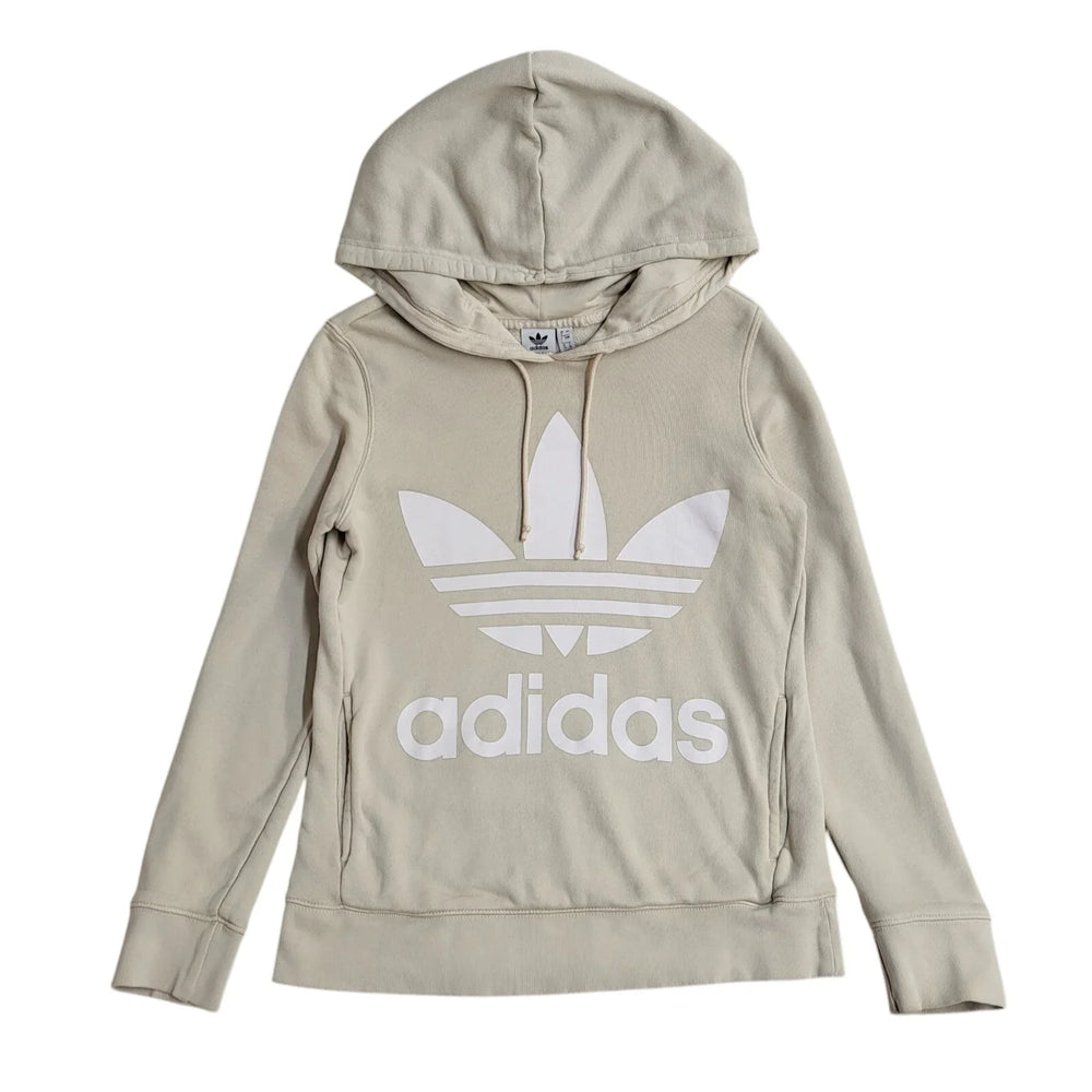 Adidas Sports Hoodie Drawstring Cream Women's UK Size 8 EE751