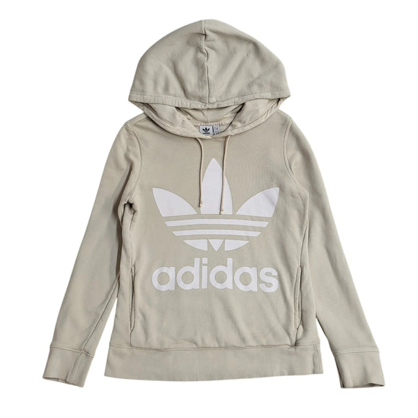 Adidas Sports Hoodie Drawstring Cream Women's UK Size 8 EE751