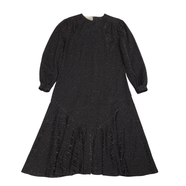 80s Vintage Rozlynne Black Long Sleeve Sparkly Evening Dress Women's 14