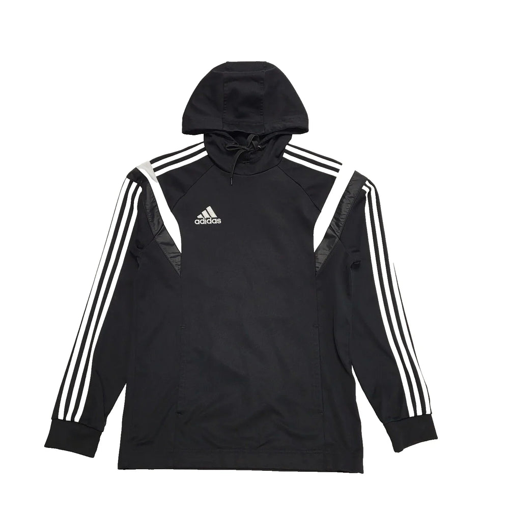 Adidas Black Drawstring Spell Out Pullover Hoodie UK Men's S K793