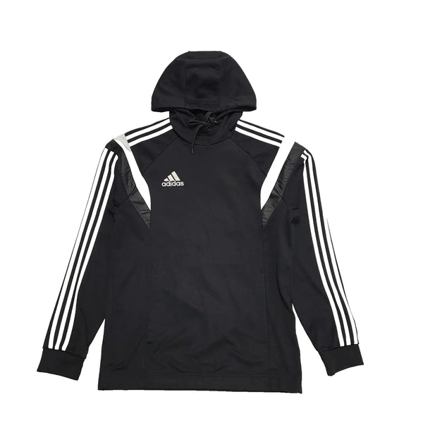 Adidas Black Drawstring Spell Out Pullover Hoodie UK Men's S K793