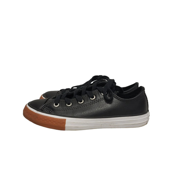 Converse All Star Black Low Top Leather Lace Up Boots Uk 1
