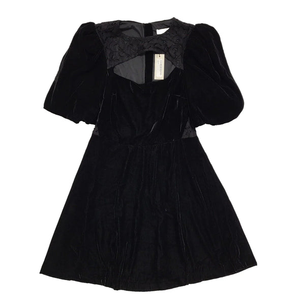 Oasis Velvet Cut Out Lace Detail Mini Dress Uk Women's 14 Bnwt CC993