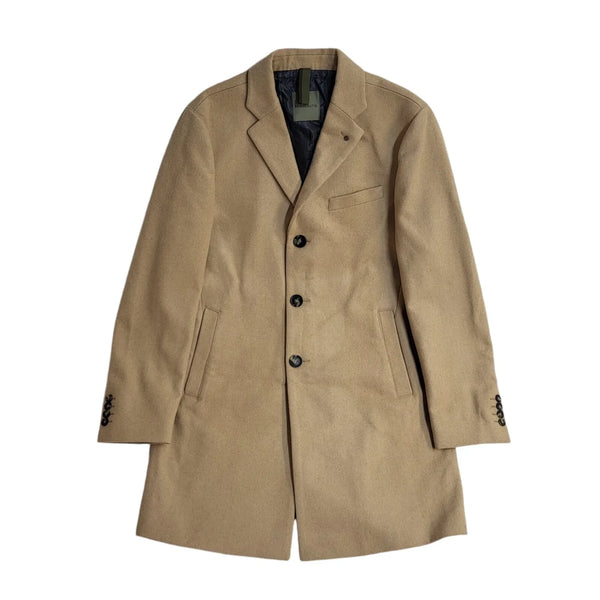 Benvenuto Vintage 90s Beige Wool Button Overcoat Uk Men's Size Medium