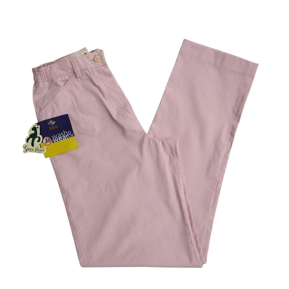 Green Lamb Trousers Y2K Pink Check Poly Cotton Bnwt Women's Size S 8 W26 L31