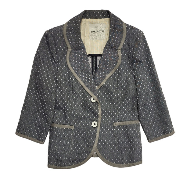 Me Aptc Vintage 90's Grey Polka Do Button Front Blazer Jacket Womens UK Size 12