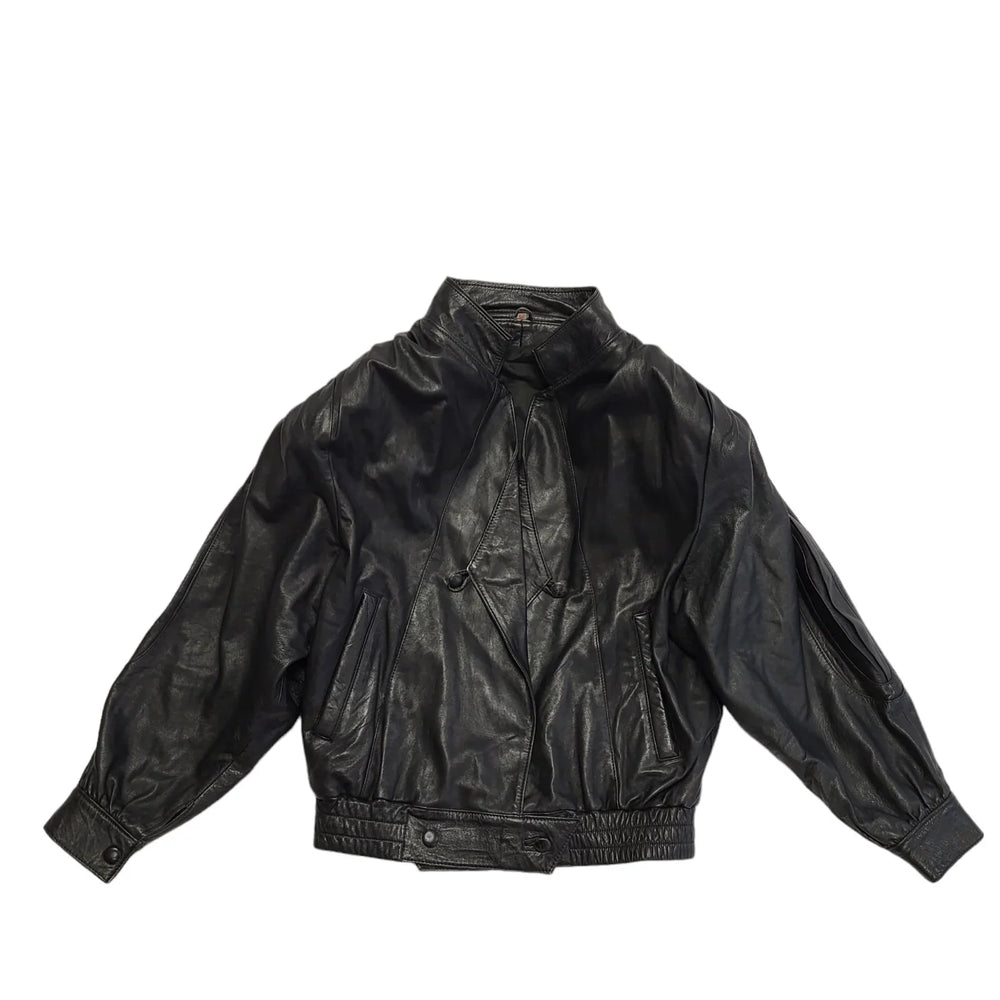 G&A Vintage 80s Black Leather Jacket Uk Women's Size Medium