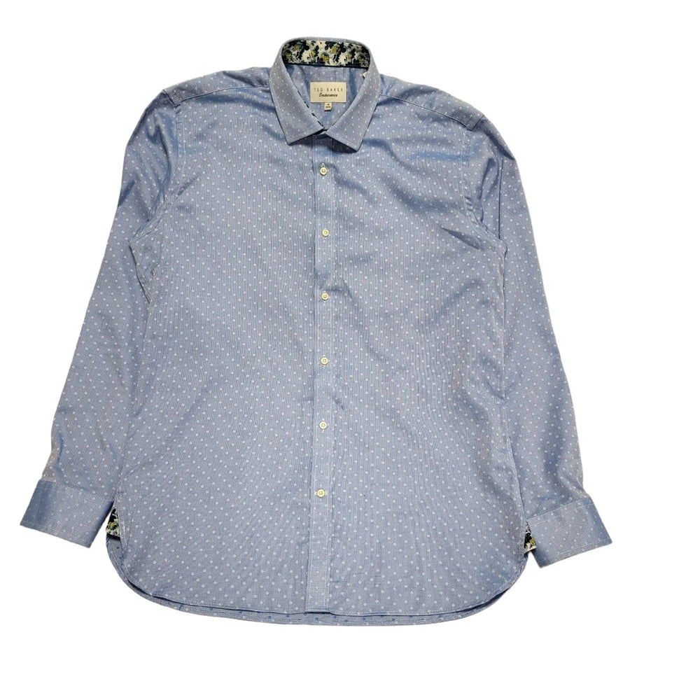 Ted Baker Blue Polka Dot Long Sleeve Shirt Uk Men's Size L CC552