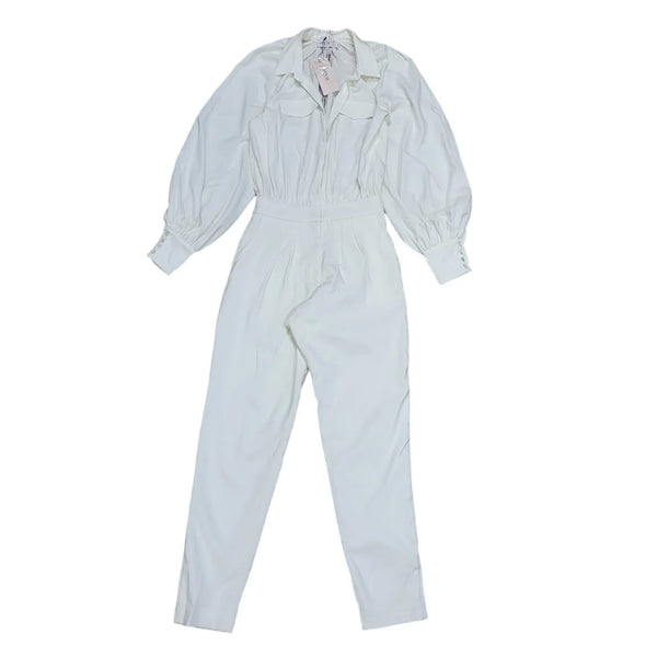 House London Delilah White V-Neck Jumpsuit Women's Uk M 10 Bnwt K925
