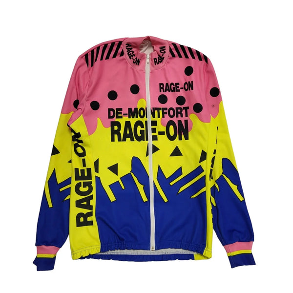 Rage-On 90s Vintage Blue Pink Polyester Cycling Jersey Men's Size Medium