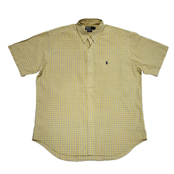Polo Ralph Lauren Yellow Check Short Sleeve Slim Fit Shirt Men's UK Large H890