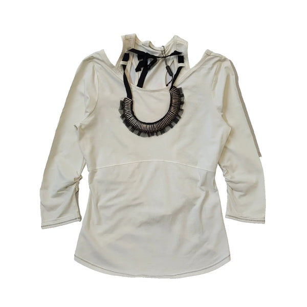 Karen Millen Ivory 3/4 Sleeve T-Shirt Women's Uk L 12 BNWT H905