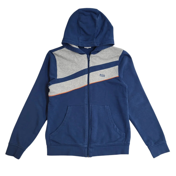 Hugo Boss Hoodie Blue & Grey Full Zip Boy's UK Age 14 Years EE743