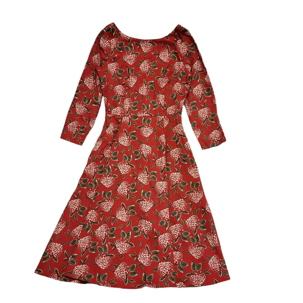 Collectif Vintage Red Delphine Mulled Floral Swing Dress Women's Size 10 DD283
