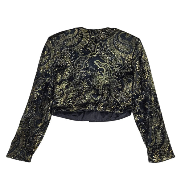 Vera Mont Black & Gold Abstract Cropped Jacket UK Women's Size L