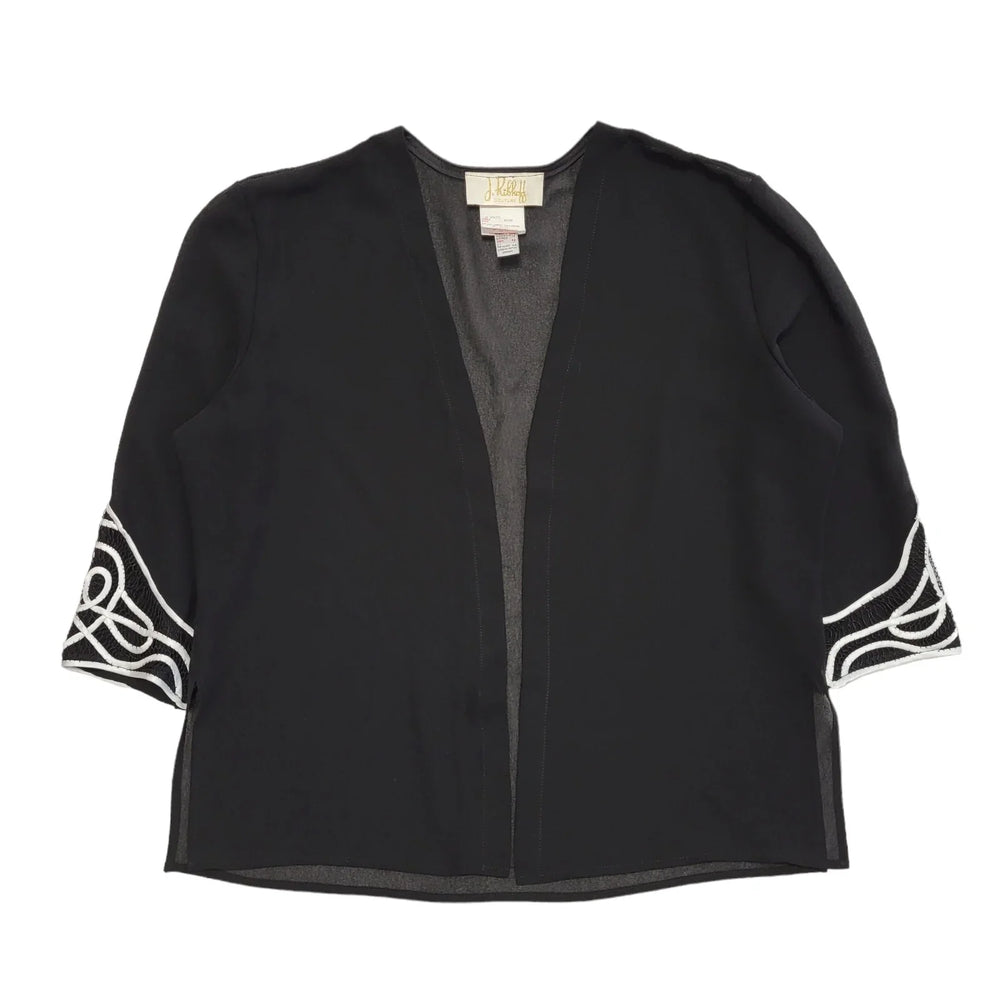 J.Ribboff Y2K Black & White Open Front Sheer Cardigan Womens UK 16