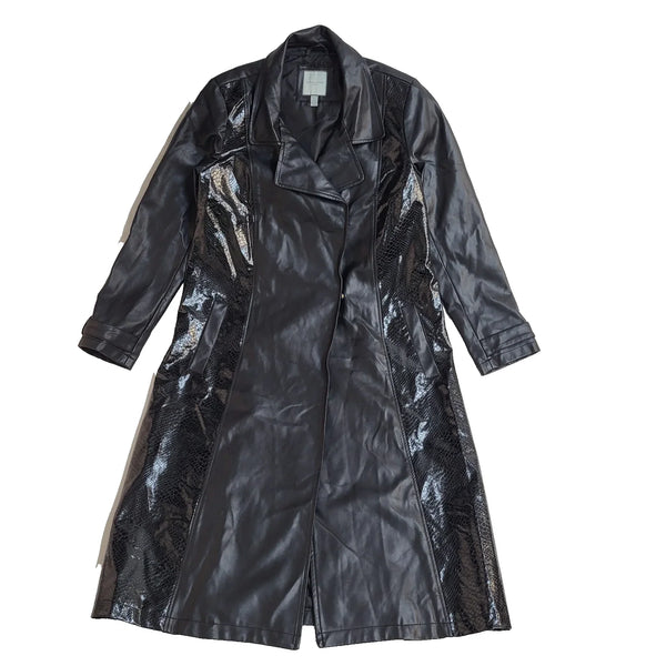 Urban Code Y2K Black Faux Leather Coat UK Women's Size M 10