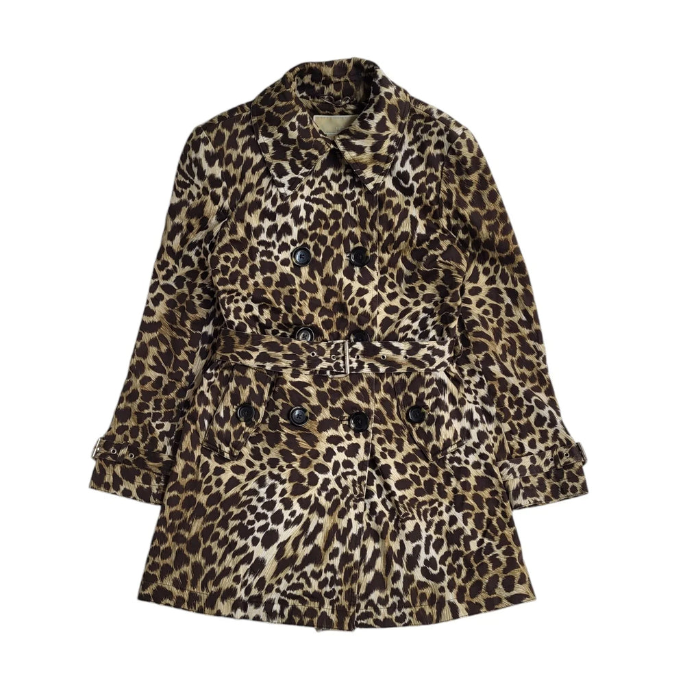 Michael Kors Vintage Y2k Brown Animal Print Coat Women's UK XS