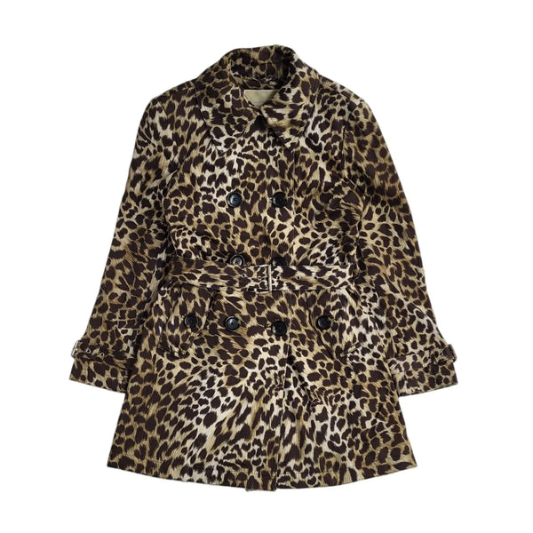 Michael Kors Vintage Y2k Brown Animal Print Coat Women's UK XS