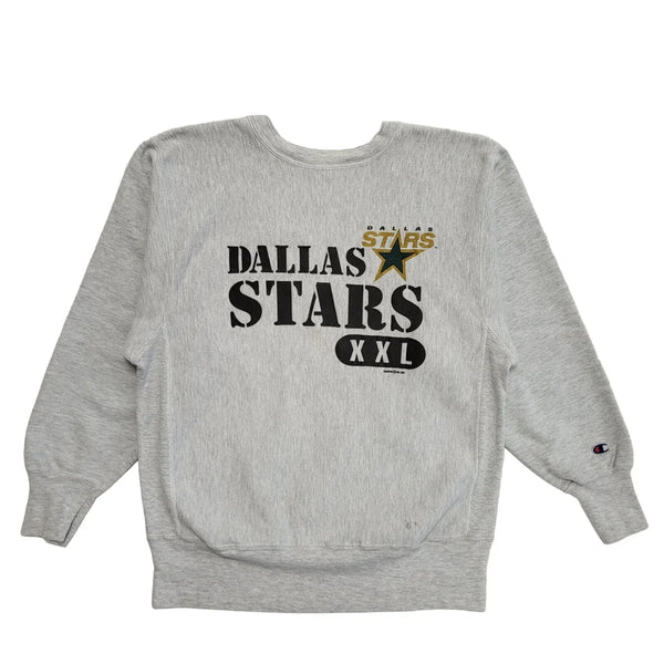 Champion Dallas Stars Reverse Weave Grey Vintage 90s Sweatshirt Uk Men's L