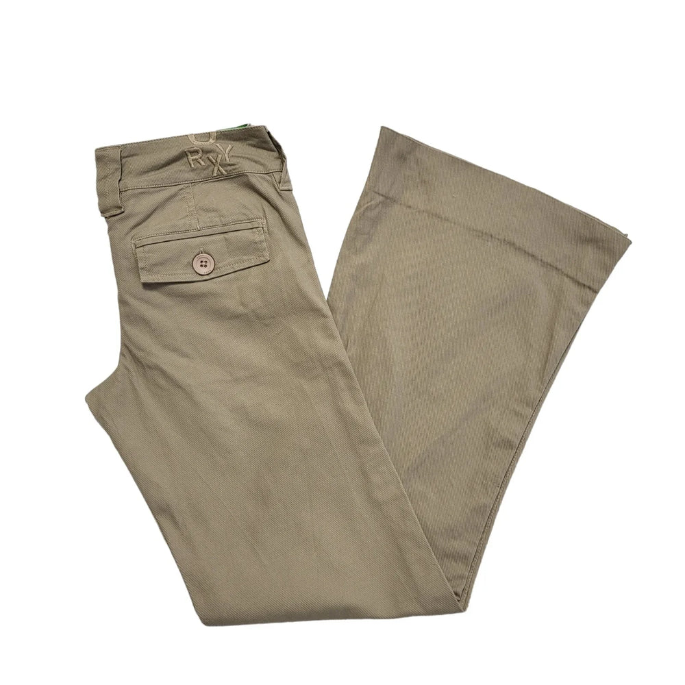 Roxy Vintage 90's Beige Bootcut Cotton Trousers Uk Women's Size XS W30 L30