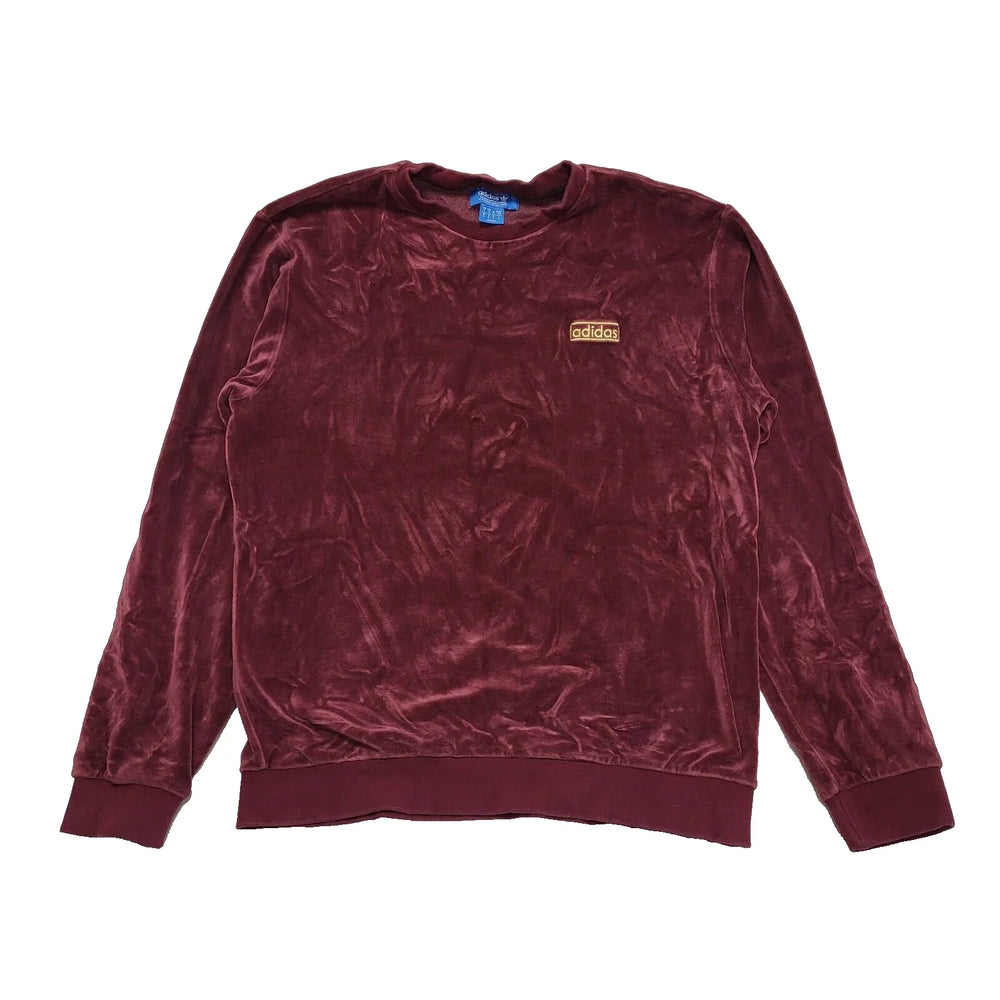 Adidas Burgundy Velvet Long Sleeve Sports Sweatshirt Uk Women's S 8 K657