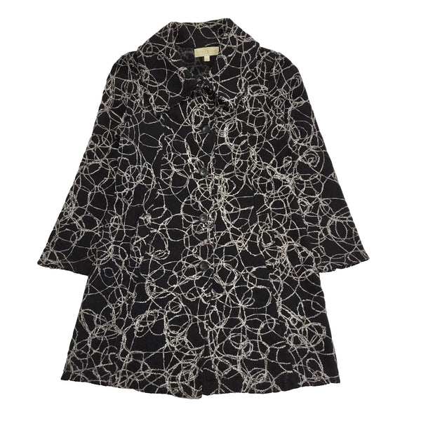 Edina Ronay Black Abstract Vintage 90s Button Rain Coat Women's Size L