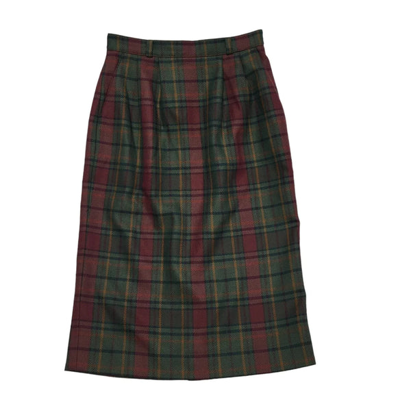 Austin Reed Vintage 80's Red & Green Check Straight Skirt Women's UK 10-12 W28