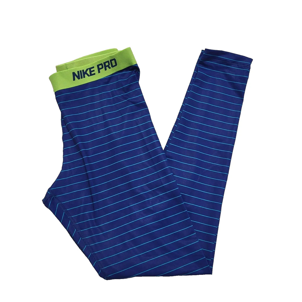 Nike Blue Green Striped Stretch Skinny Leggings Uk Women's L W30 L30 Bnwt K744