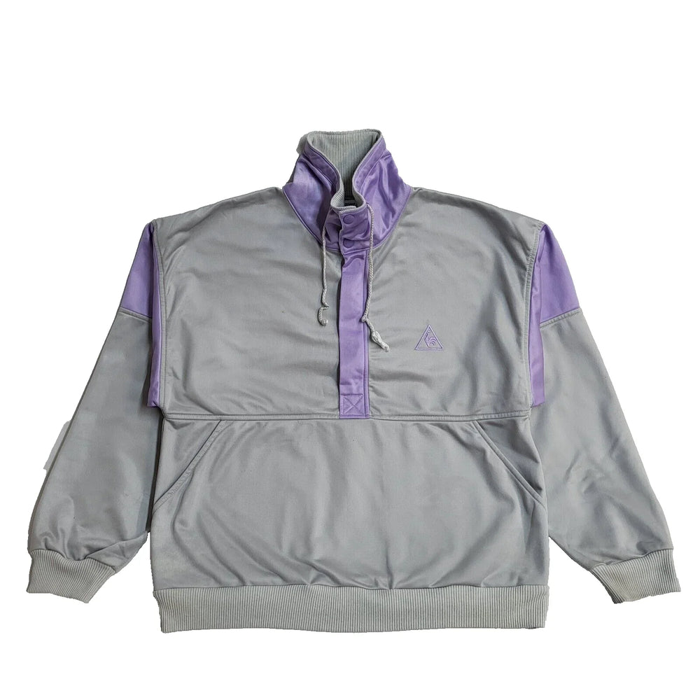 Le Coq Sportif 90s Grey Purple Zipped Sports Tracksuit Top Uk Women's Size Small