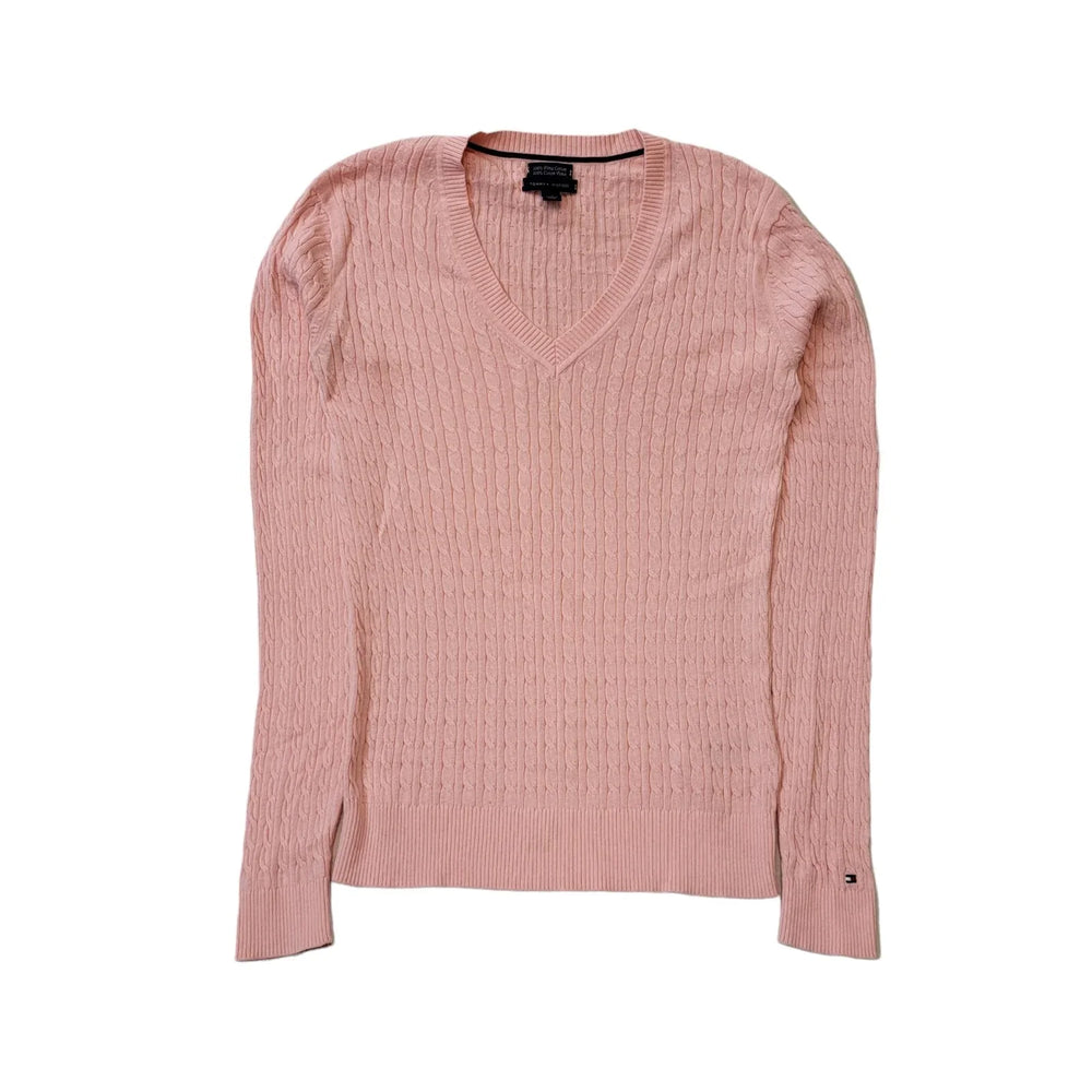 Tommy Hilfiger Pink Cable Knit Cotton Thin Jumper Women's UK S EU 36 H175