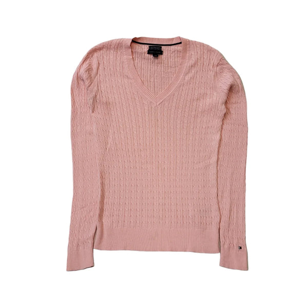 Tommy Hilfiger Pink Cable Knit Cotton Thin Jumper Women's UK S EU 36 H175