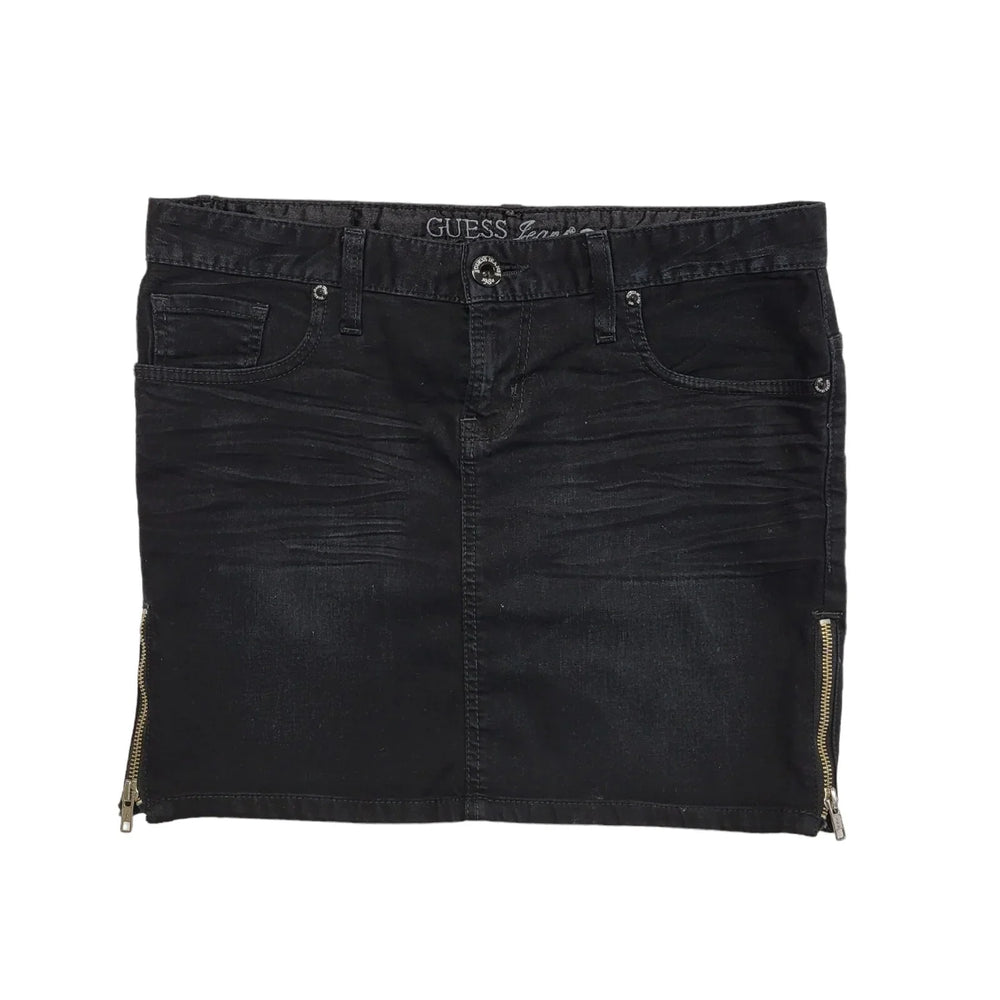 Guess Black Denim Mini Skirt Uk Women's Size 12 W30