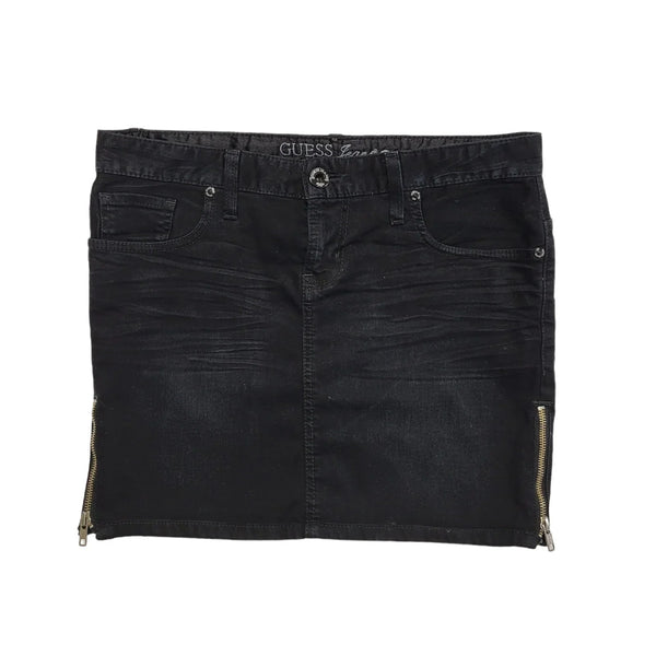 Guess Black Denim Mini Skirt Uk Women's Size 12 W30