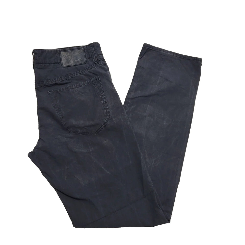 Hugo Boss Blue Straight Cotton Zipper Fly Dress Trousers Uk Men's M W32 L32 K700